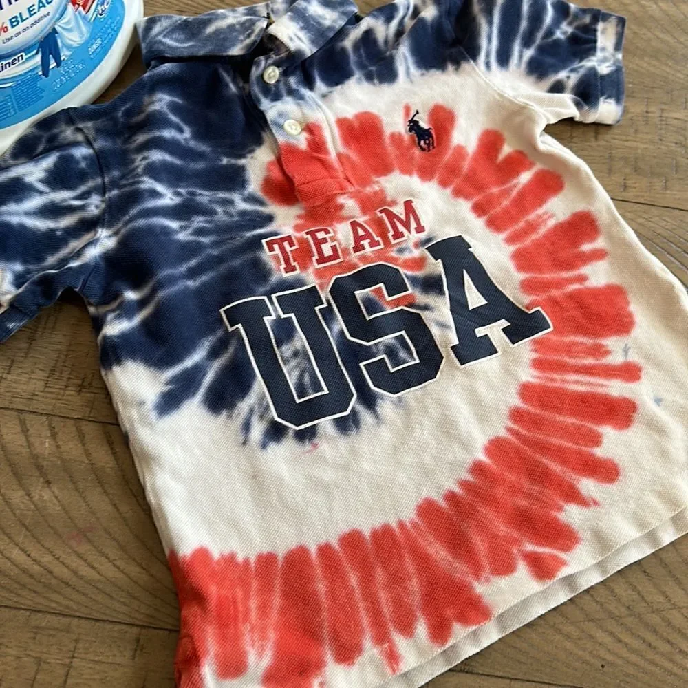 Team USA 🇺🇸 Tie Dye Classic Crew Polo Shirt by Ralph Lauren 2020 Limited Ed.